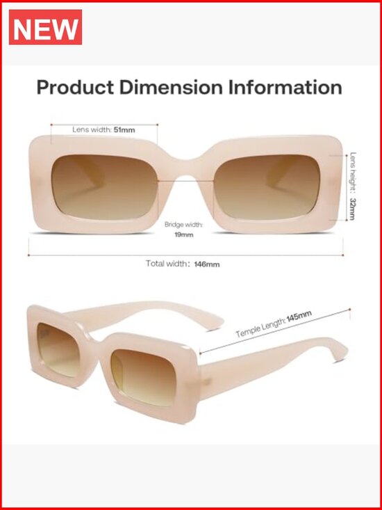 Retro Square Wrap Around Sunglasses UV400 Protection